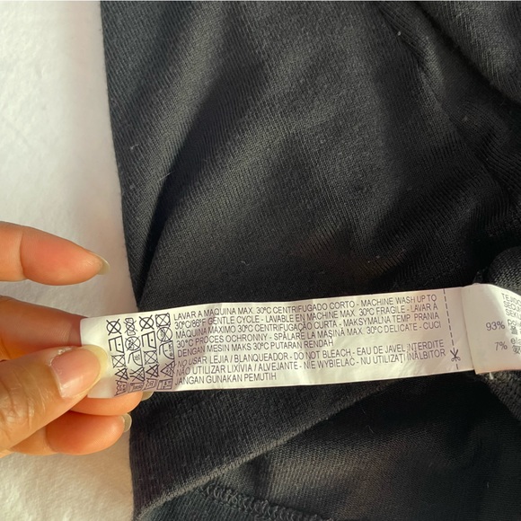 Zara Basic Collection Black Top Mesh Crew Neck Long Sleeve Size S - Picture 10 of 11